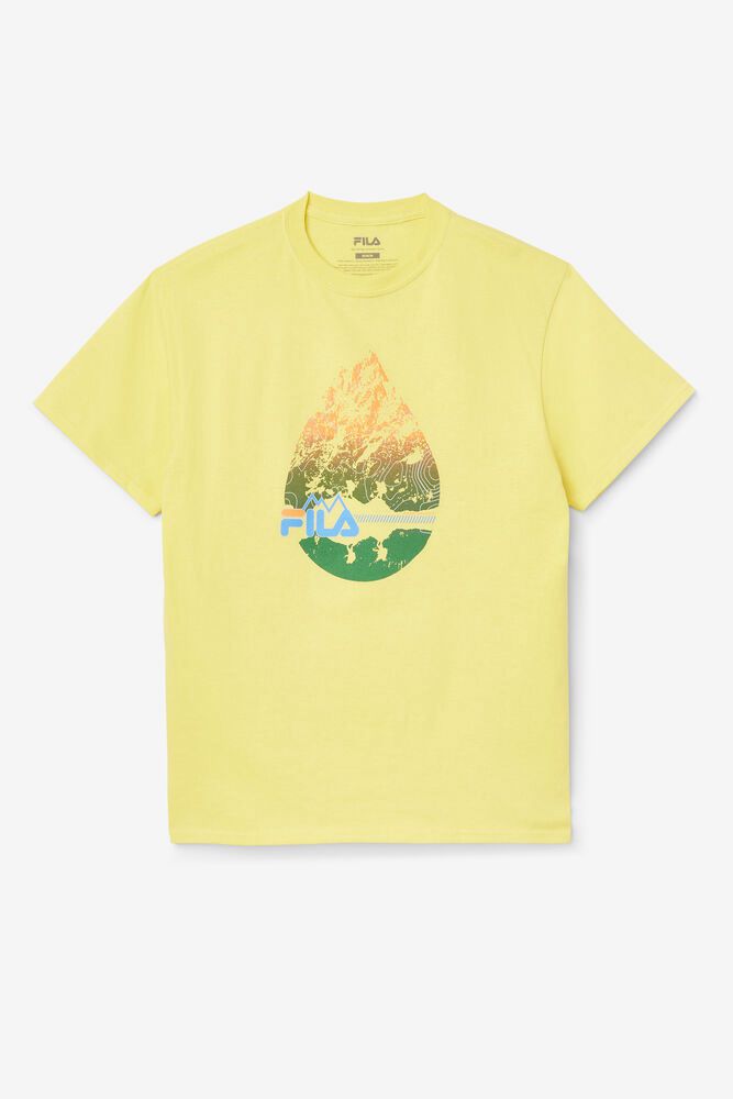 Fila T-Shirt Raindrop Mens Yellow - India ZVH-218534